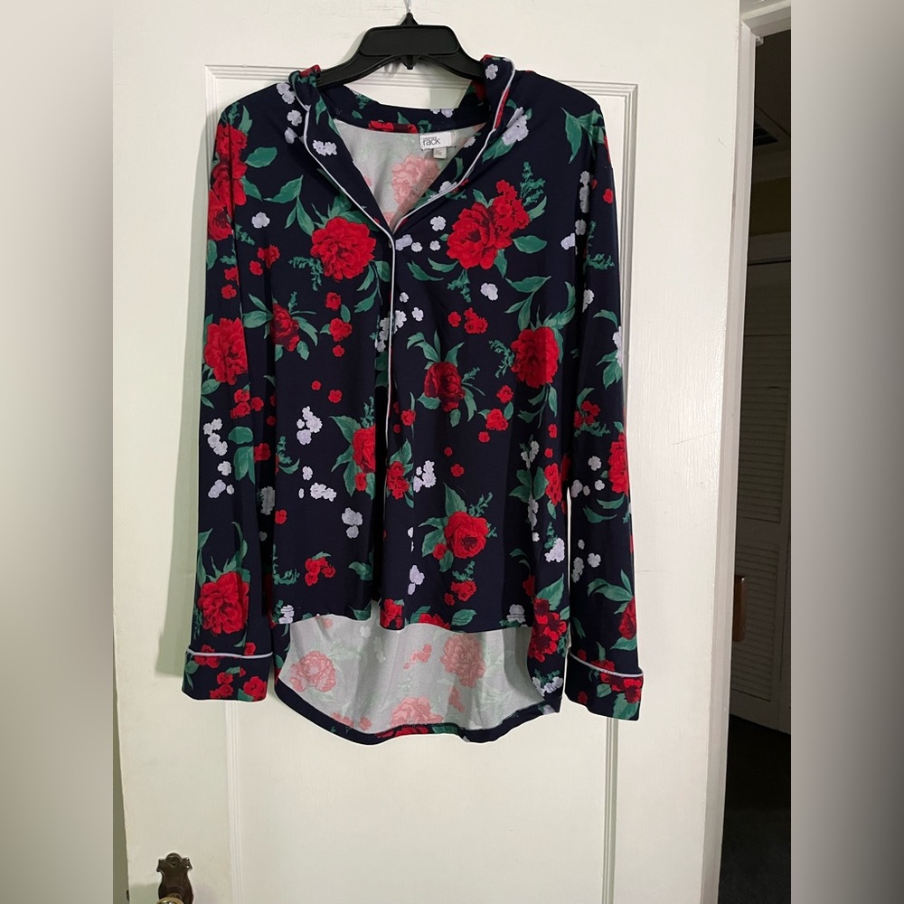 Nordstrom Rack Floral Pajamas - Navy and Red